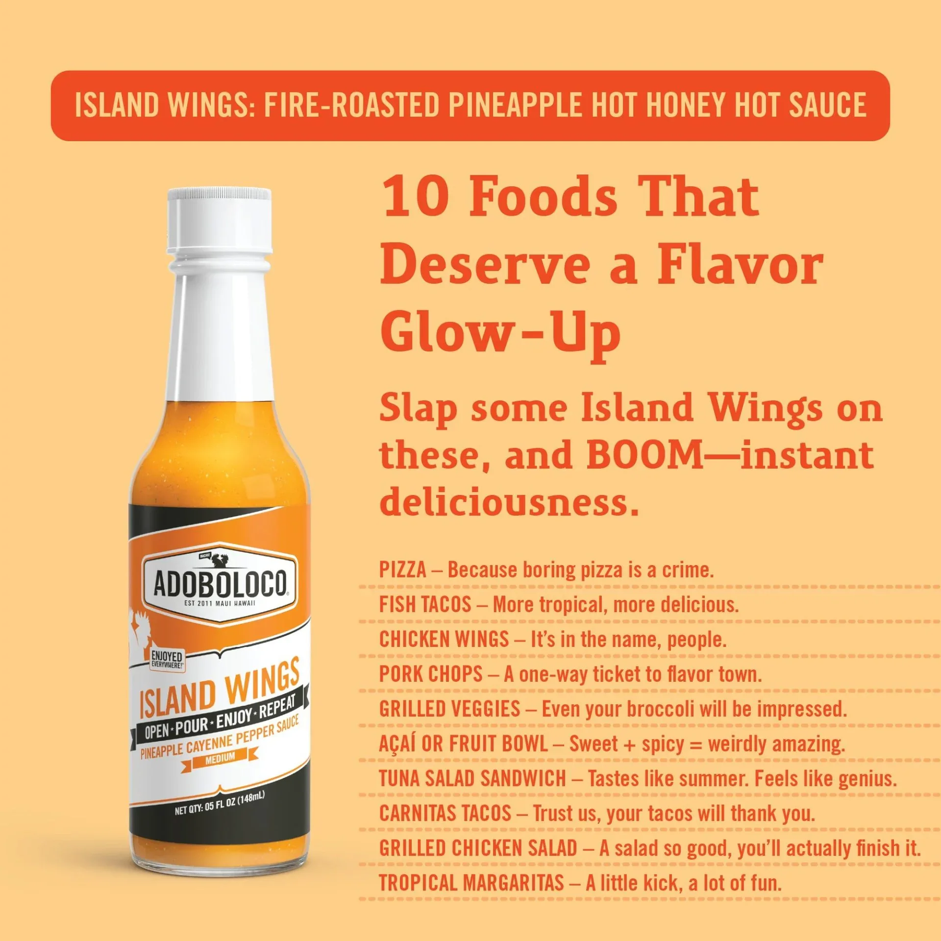 Adoboloco Island Wings Hot Sauce 148ml (5oz) - Image 3