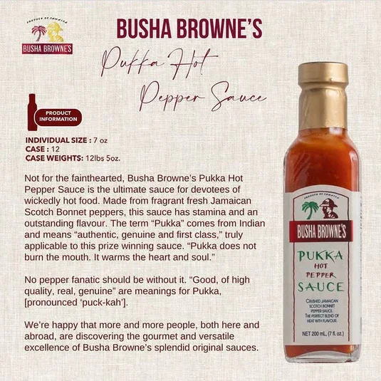 Busha Brownes Pukka Hot Pepper Sauce 200ml (7oz) - Image 2