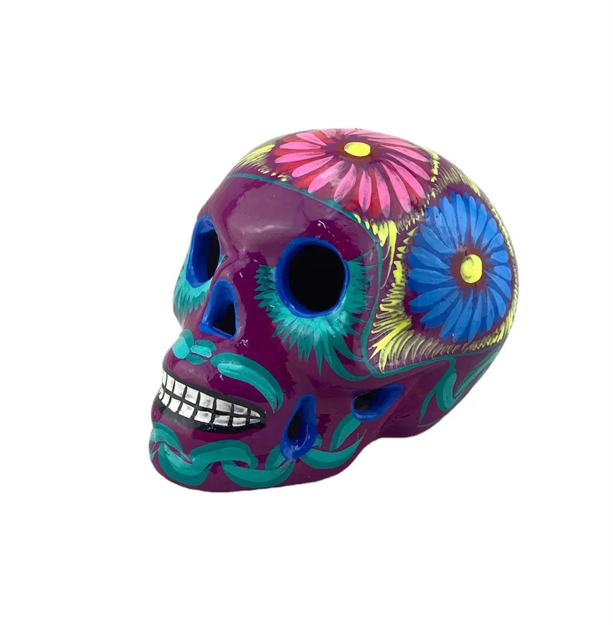 Calavera colored ceramic Skull Large 14cm-16cm - Image 2