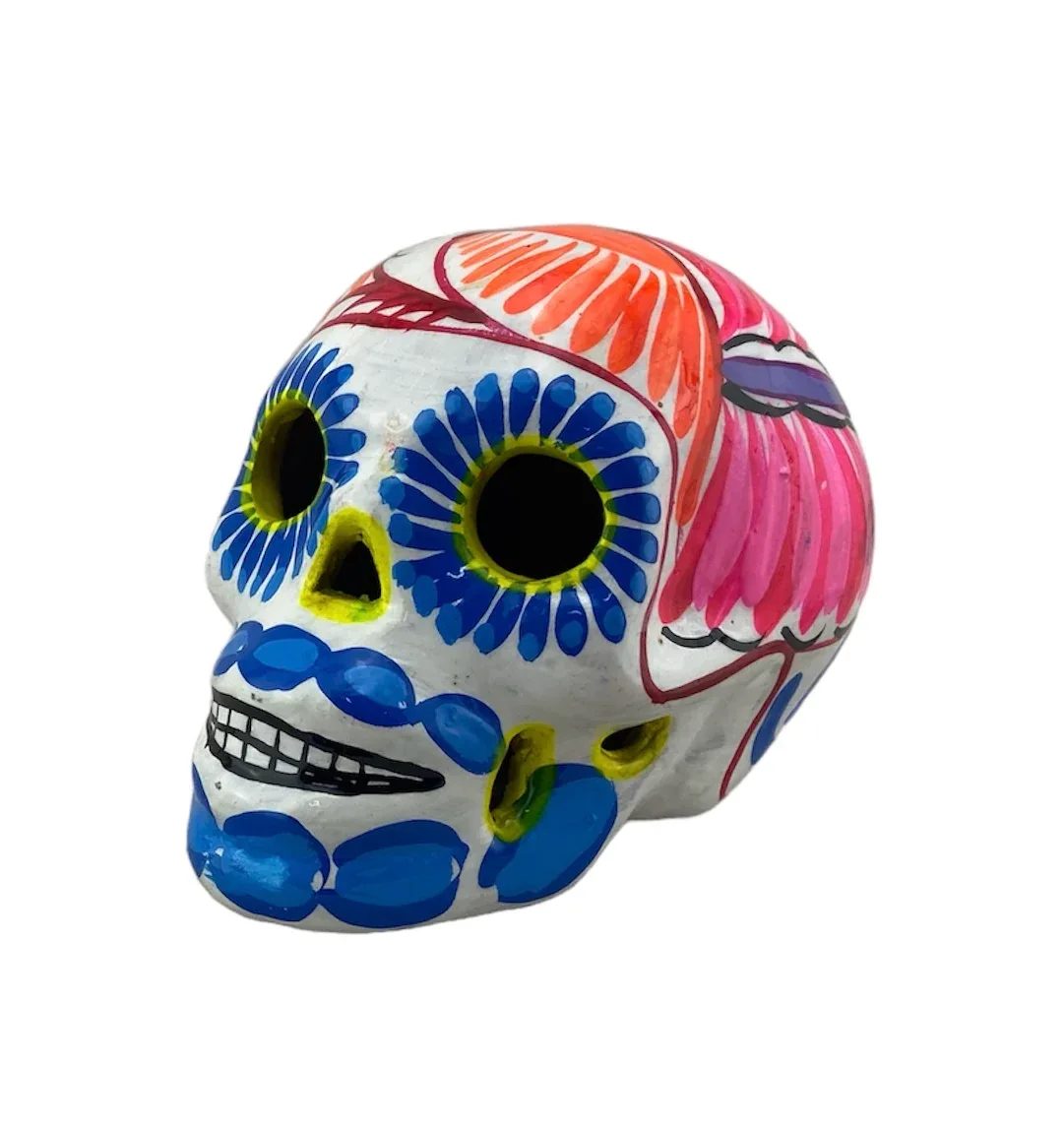 Calavera colored ceramic Skull Large 14cm-16cm - Image 3