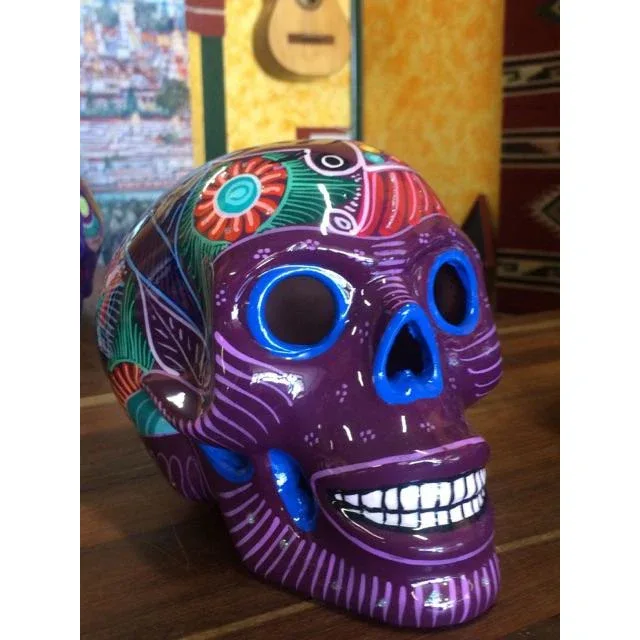 Calavera colored ceramic Skull Large 14cm-16cm - Image 7