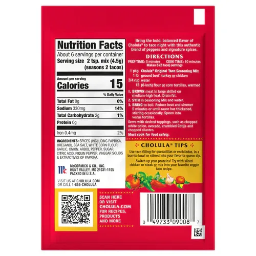 Cholula Seasoning Mix - Original Taco 28gm - Image 3