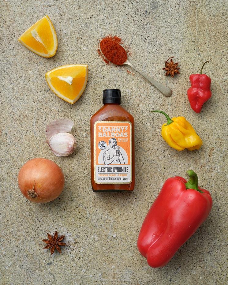 Danny Balboas Electric Dynamite Capsicum Orange and Habanero Sauce 200ml - Image 2