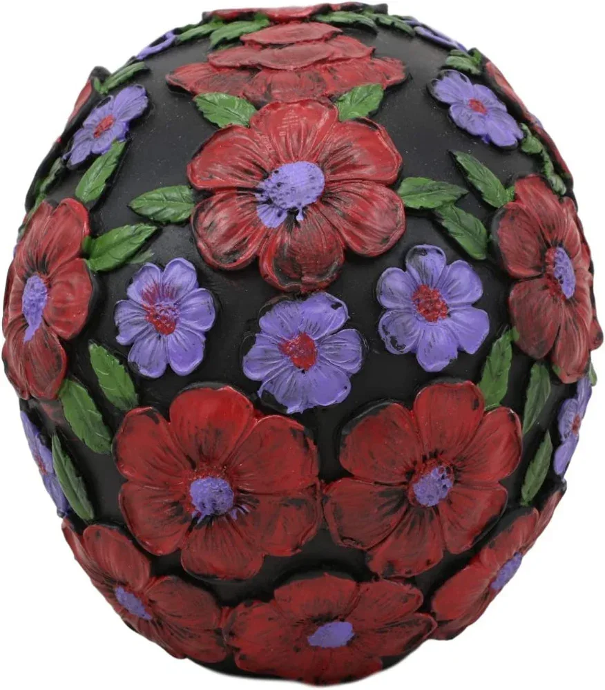 Day of the Dead Hand Painted Sugar Skull - red flowers - Image 4
