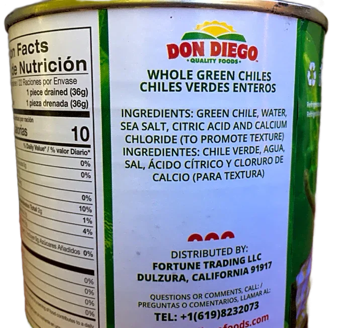Don Diego Whole Green Mild Chiles 765gm (27oz) - Image 3