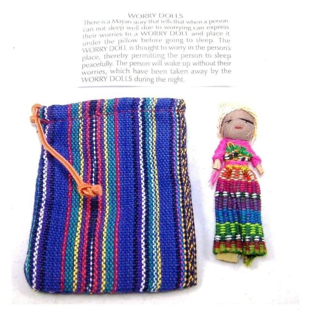 Guatemalan Worry Doll - single doll in fabric pouch - Image 2