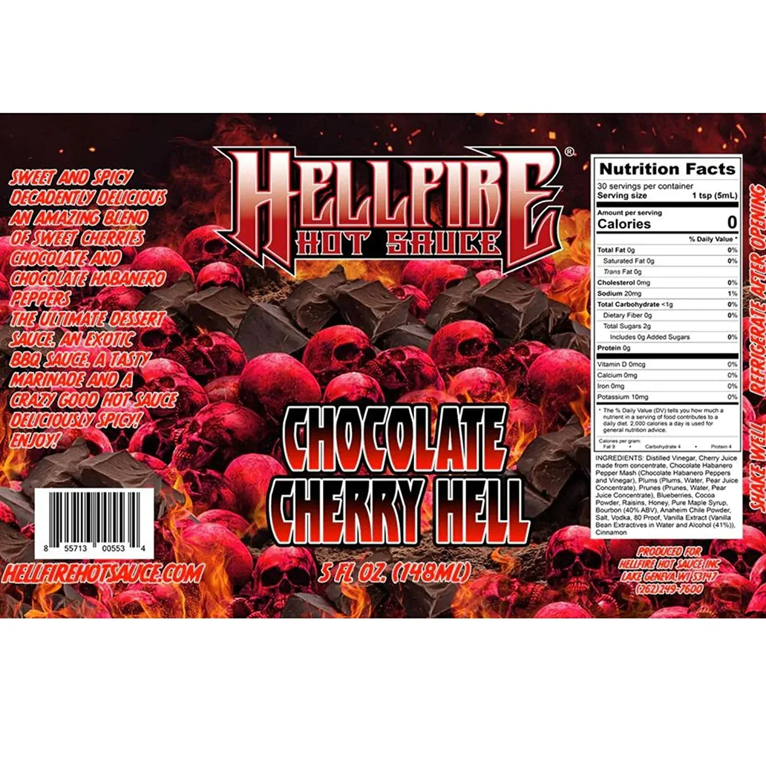 Hellfire Chocolate Cherry Hell Hot Sauce 148ml (5oz) - Image 3