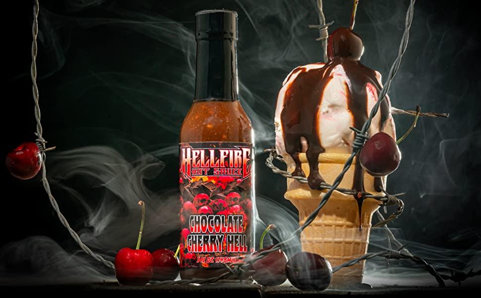 Hellfire Chocolate Cherry Hell Hot Sauce 148ml (5oz) - Image 4
