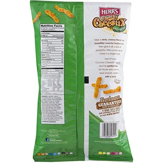 Herrs Crunchy Jalapeno Cheestix 255gm (9oz) - Image 3