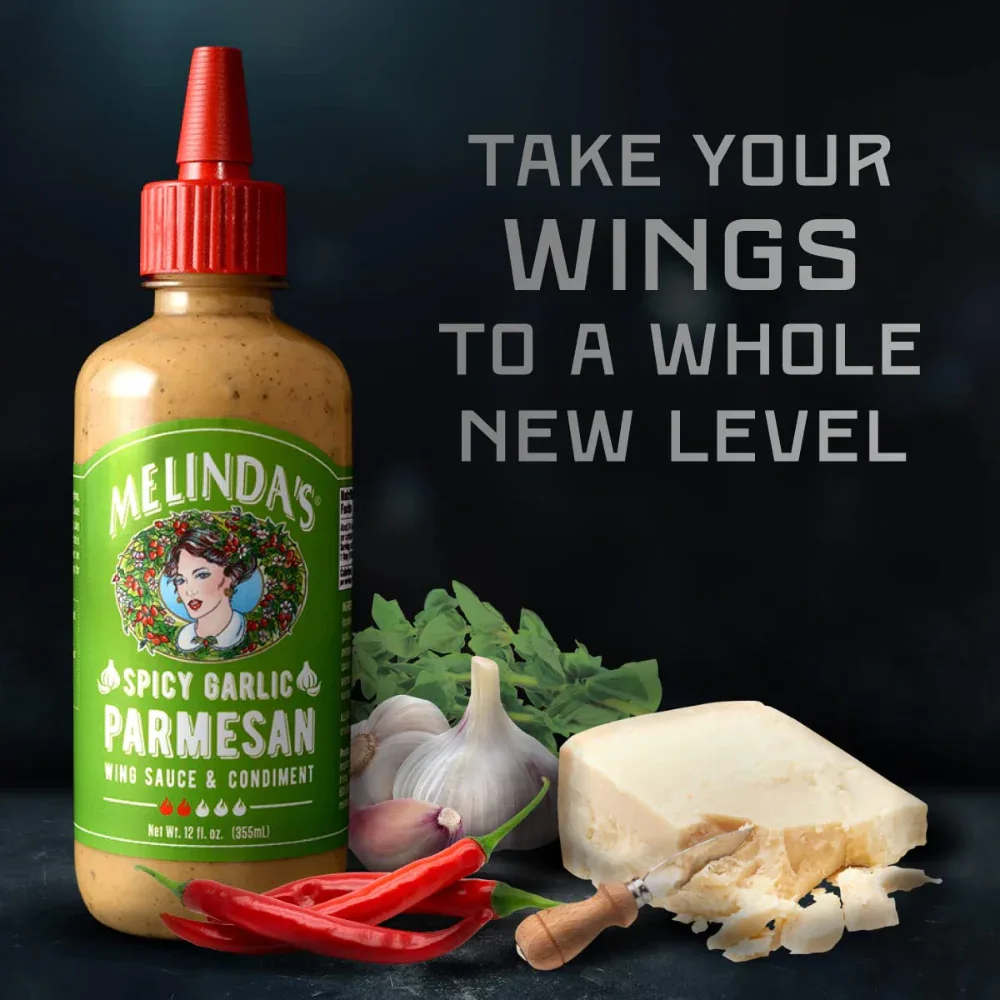 Melindas Wing Sauce Spicy Garlic Parmesan 355ml - Image 6