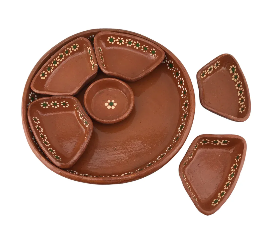 Mexican Earthenware Barro Botanero (6 segment serving plate) - Image 2