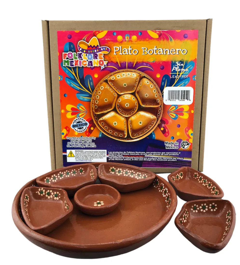 Mexican Earthenware Barro Botanero (6 segment serving plate) - Image 3