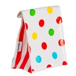 Mexican Oilcloth Lunch Bag - Polka dots on white