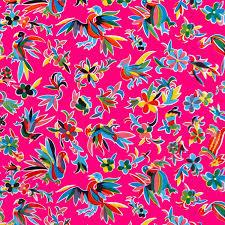 Mexican Oilcloth Table Cover - Otomi Design on Pink - Image 3