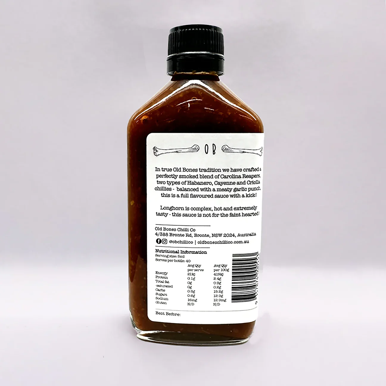 Old Bones Longhorn Chilli Sauce - 200ml - Image 2