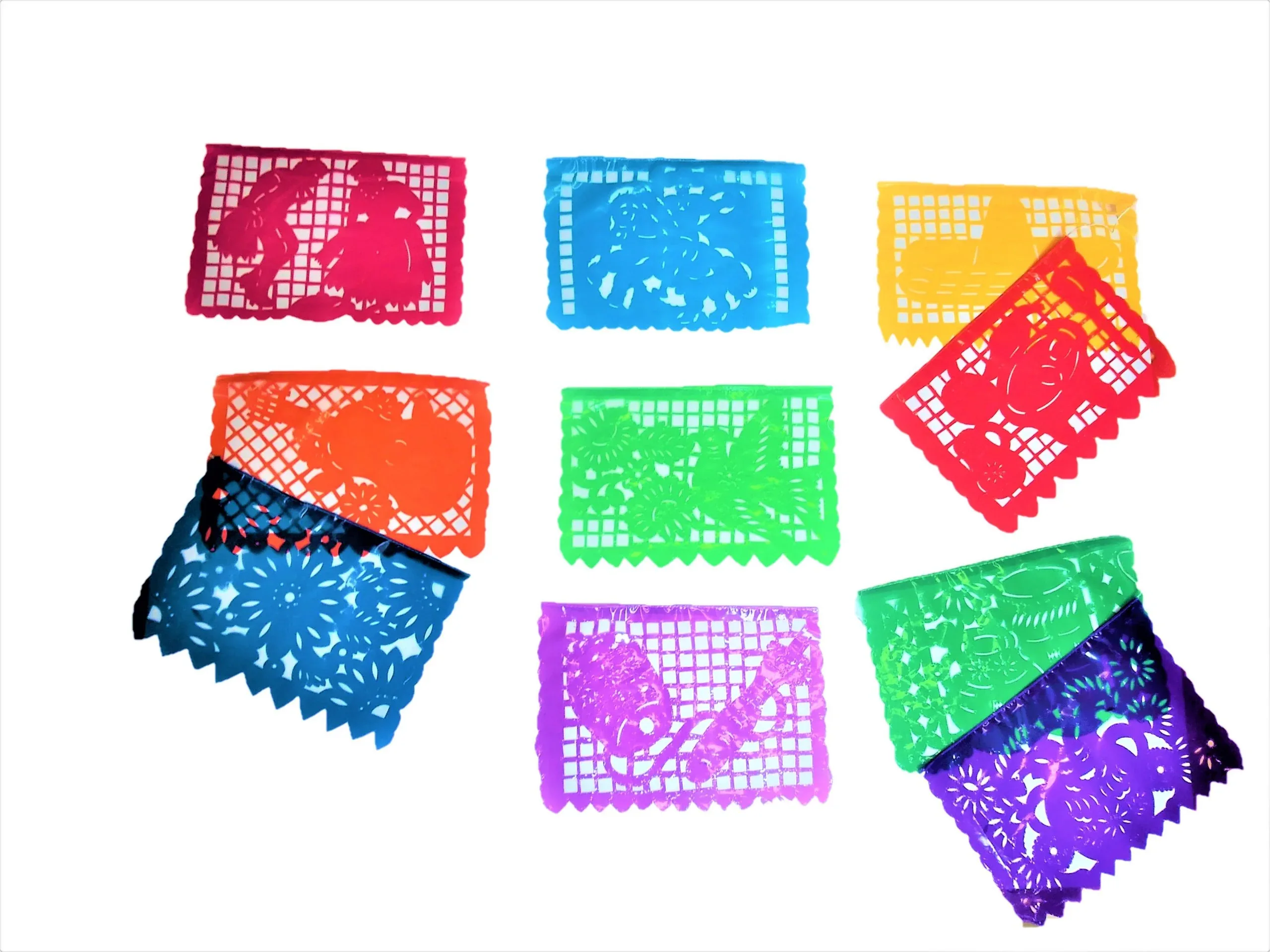 Papel Picado Fiesta theme - 10 plastic sheets 33cm x 23cm - 5m long - Image 2