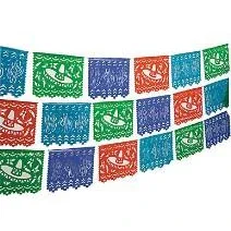 Plastic Papel Picado Sombrero and Cactus Banner 100ft (30 metres)