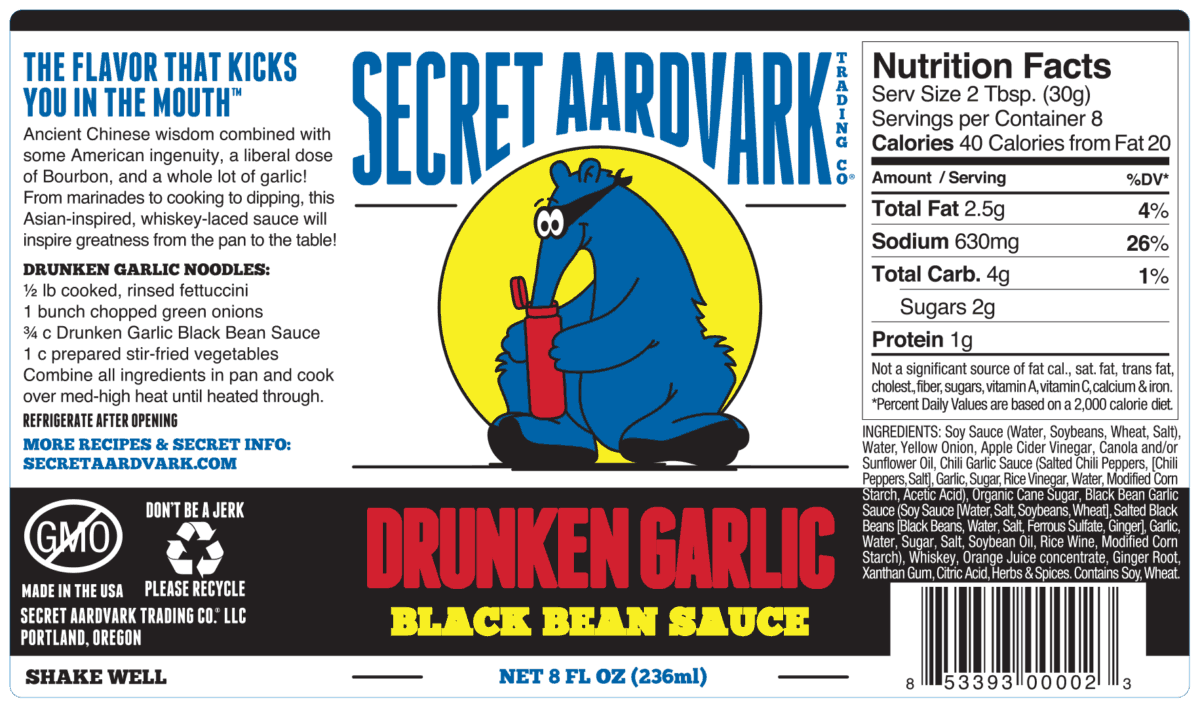 Secret Aardvark Drunken Garlic Black Bean Sauce 236ml (8oz) - Image 2