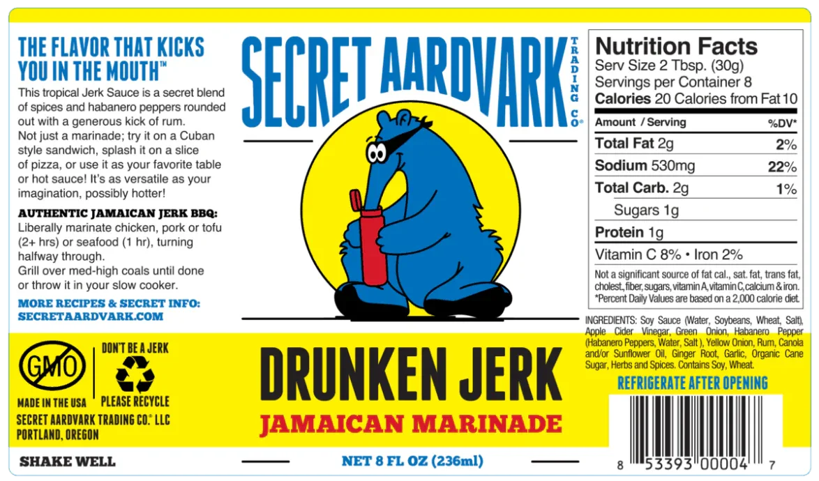 Secret Aardvark Drunken Jerk Sauce 236ml (8oz) - Image 2