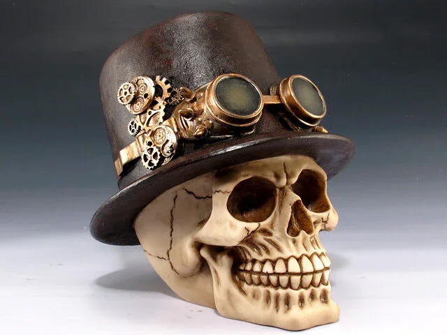 Steampunk Skull - cast resin figurine - Image 2