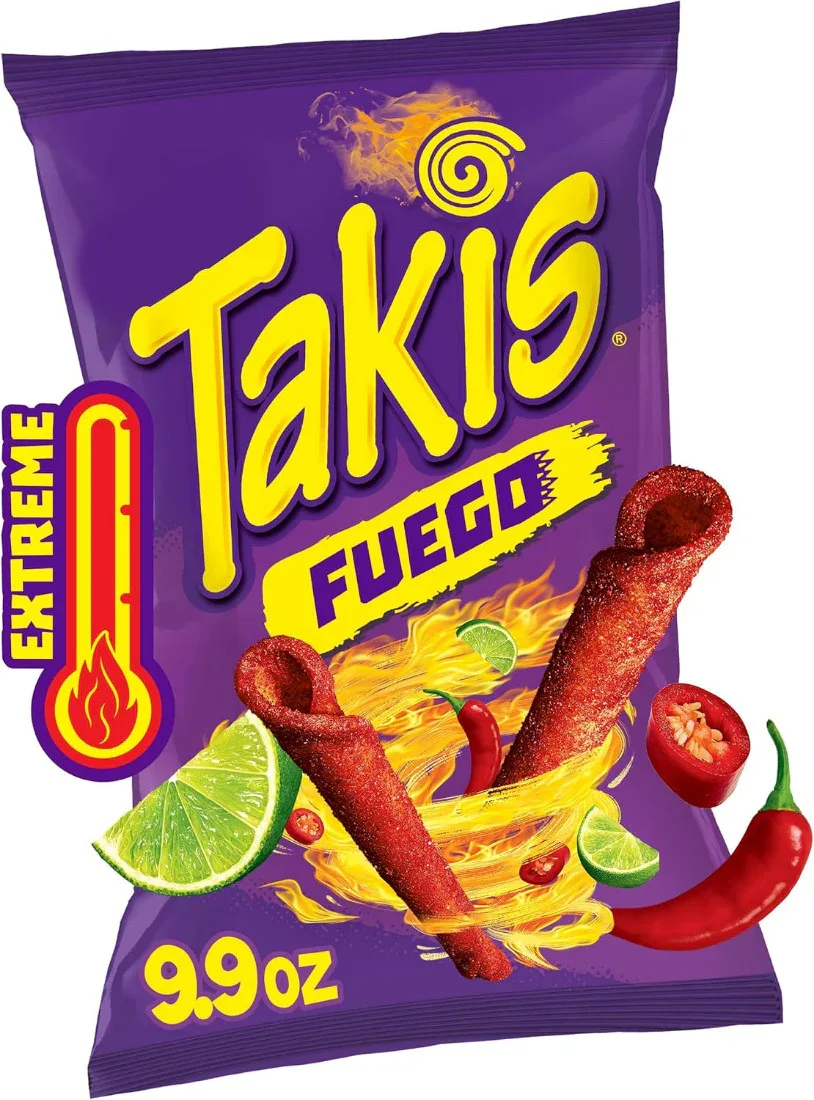 Takis Fuego Chili Pepper and Lime Tortilla Chips 280gm - BIG 9oz pack