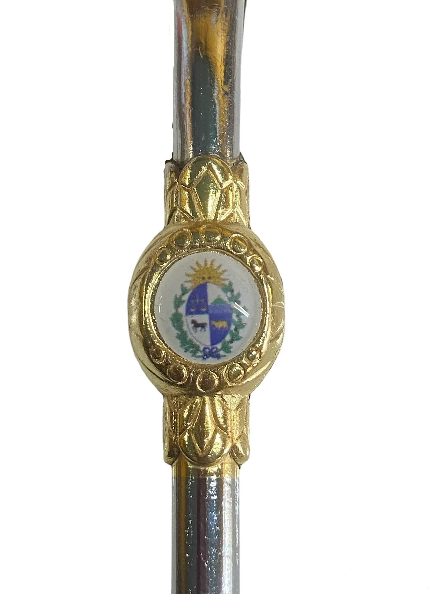 Yerba Mate 19cm drinking straw (Bombilla) with Emblem of Uruguay