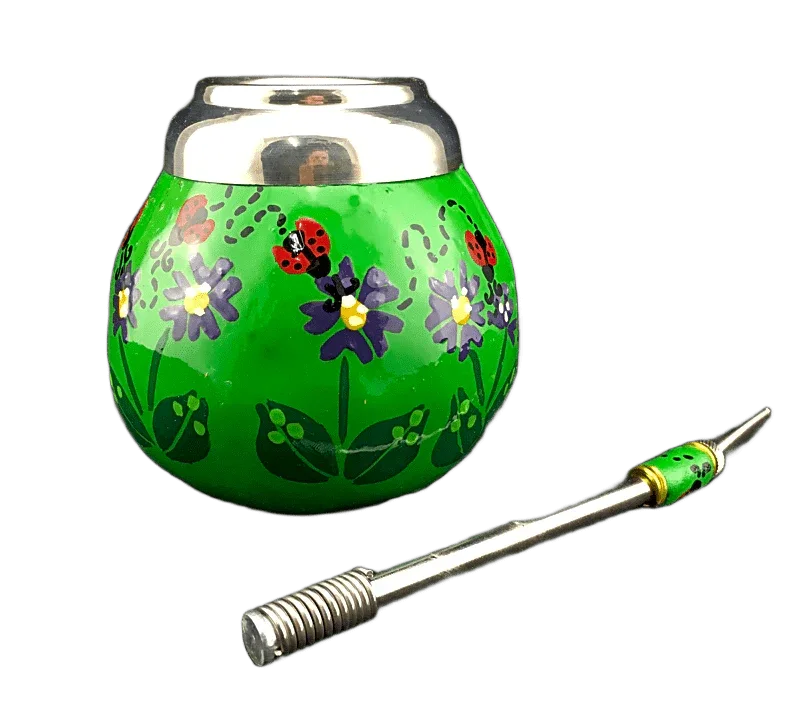 Yerba Mate Flower Gourd incl. Straw - Image 2