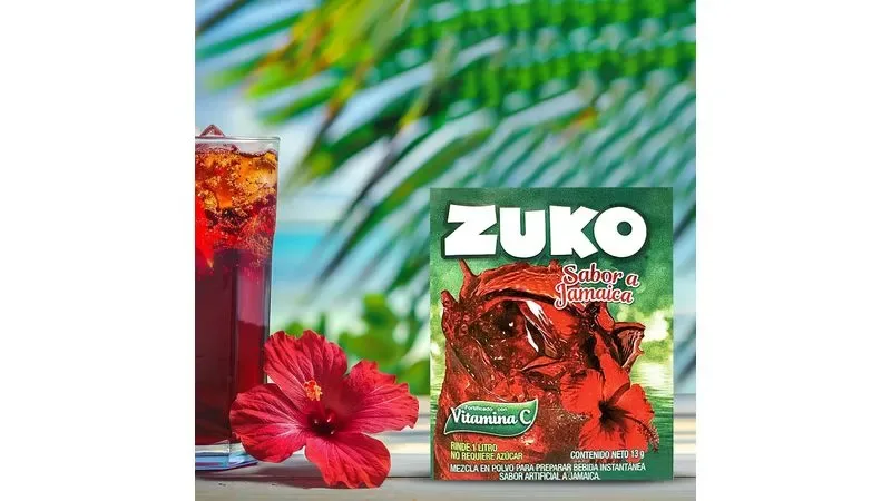 Zuko Jamaica (hibiscus) Flavoured Drink Mix - 25gm makes 1 litre - Image 2